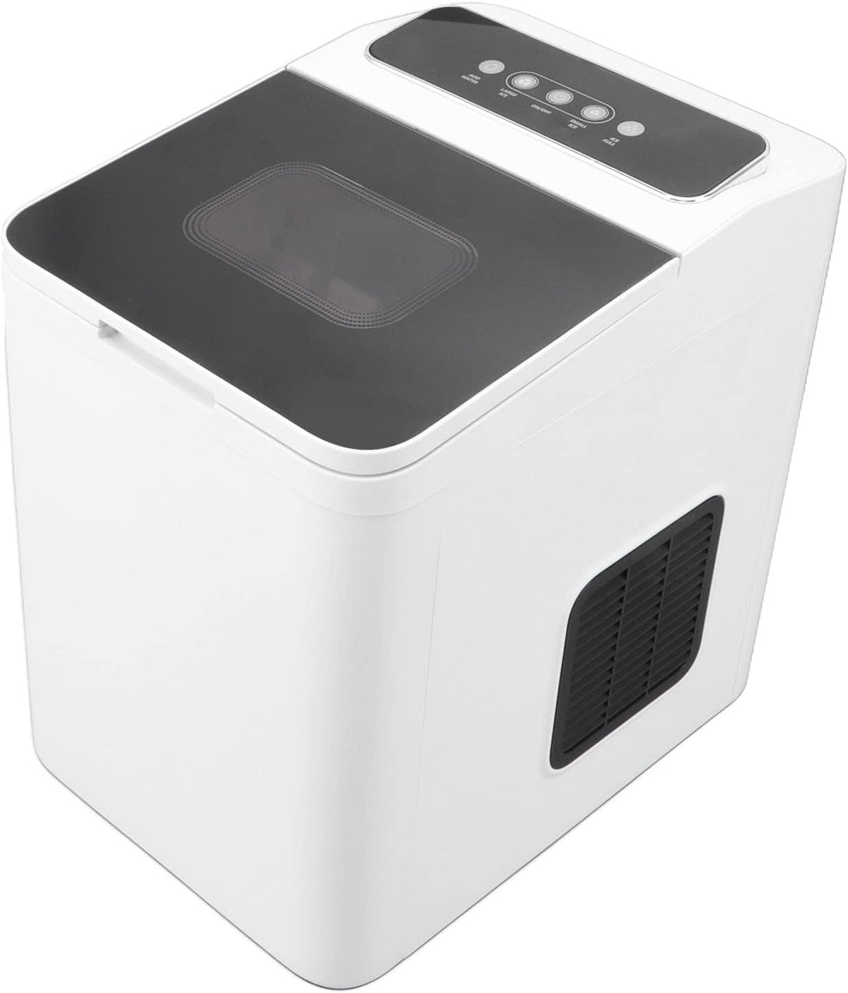 Hidyliu Ijsmachine Kleine Desktop, Wit ABS 1,5 L, met Geluidsarme Draagbare Ijsmachine op Aanrecht, voor Keuken, Kantoor, Woonkamer