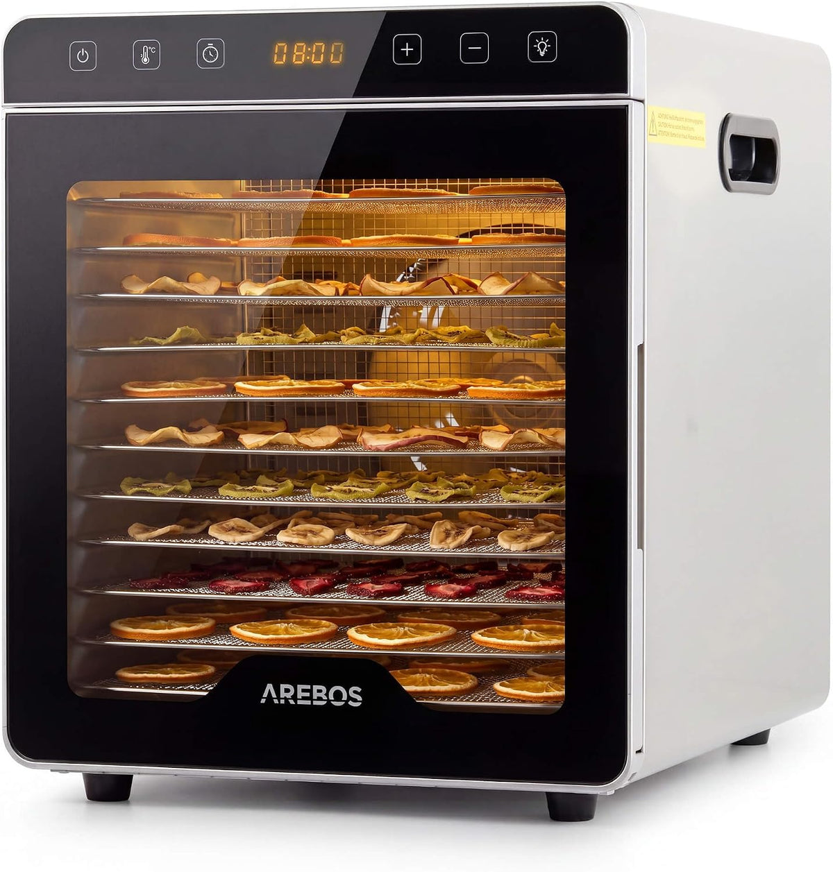 Arebos Voedseldroger, RVS 800 W, voor drogen van levensmiddelen